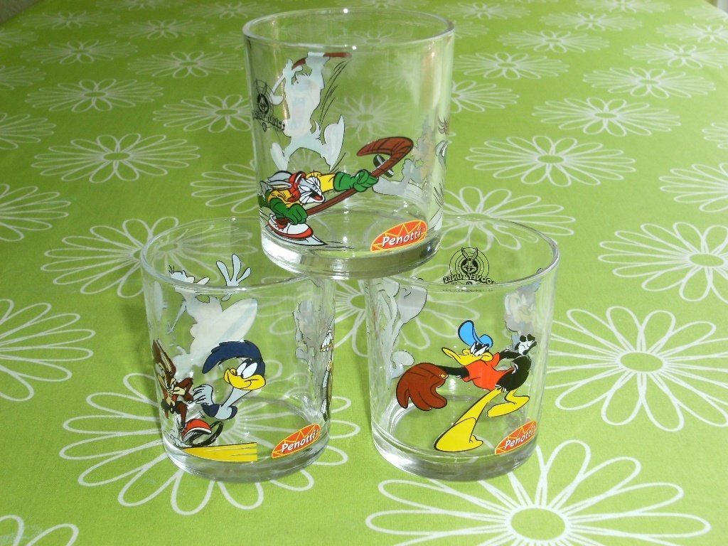 Glazen Looney tunes Bugs Bunny Daffy Duck Penotti 2000/2001, Verzamelen, Ophalen of Verzenden, Zo goed als nieuw
