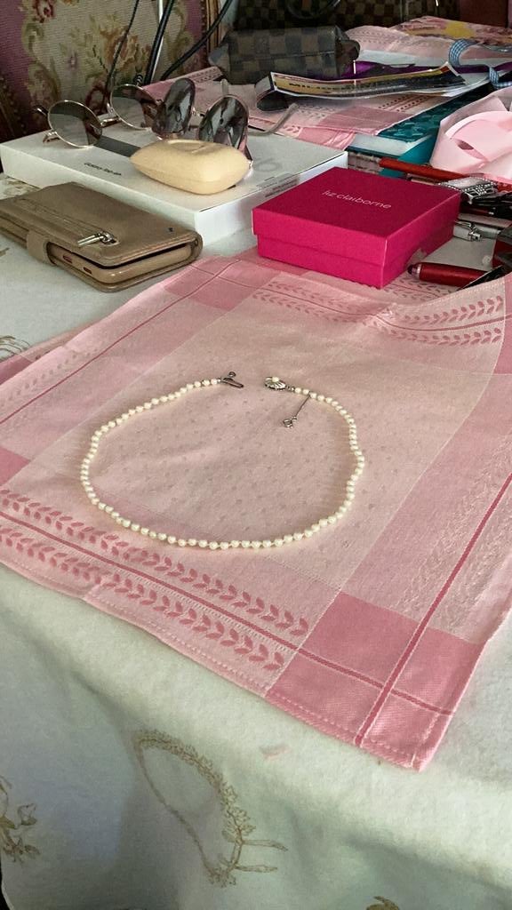 Ketting echte parels met zilver slot, Verzenden, Zo goed als nieuw, Zilver