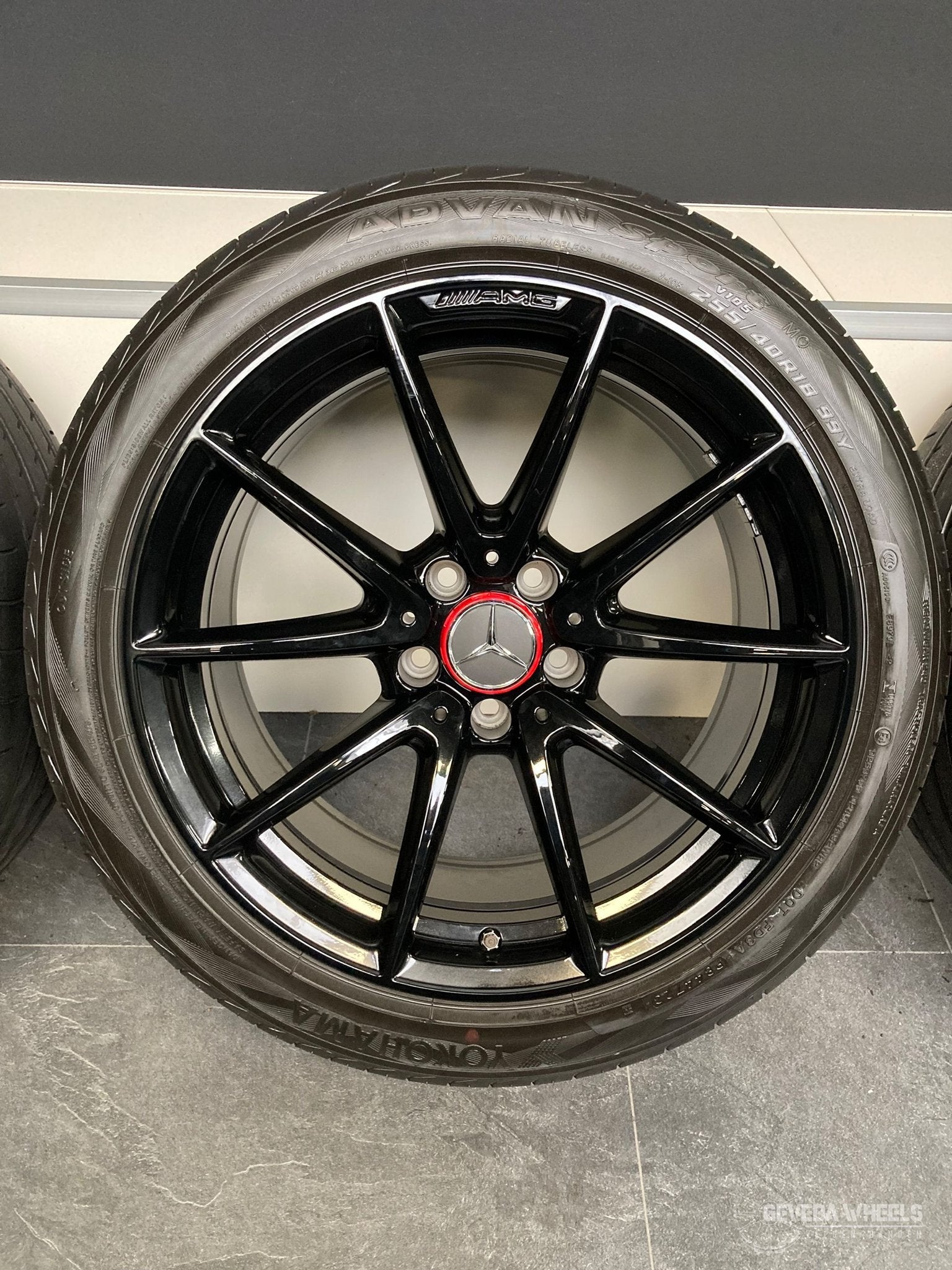 18” originele Mercedes W205 C63 velgen + banden 5x112 A20540, 18 inch, Gebruikt, 255 mm, -