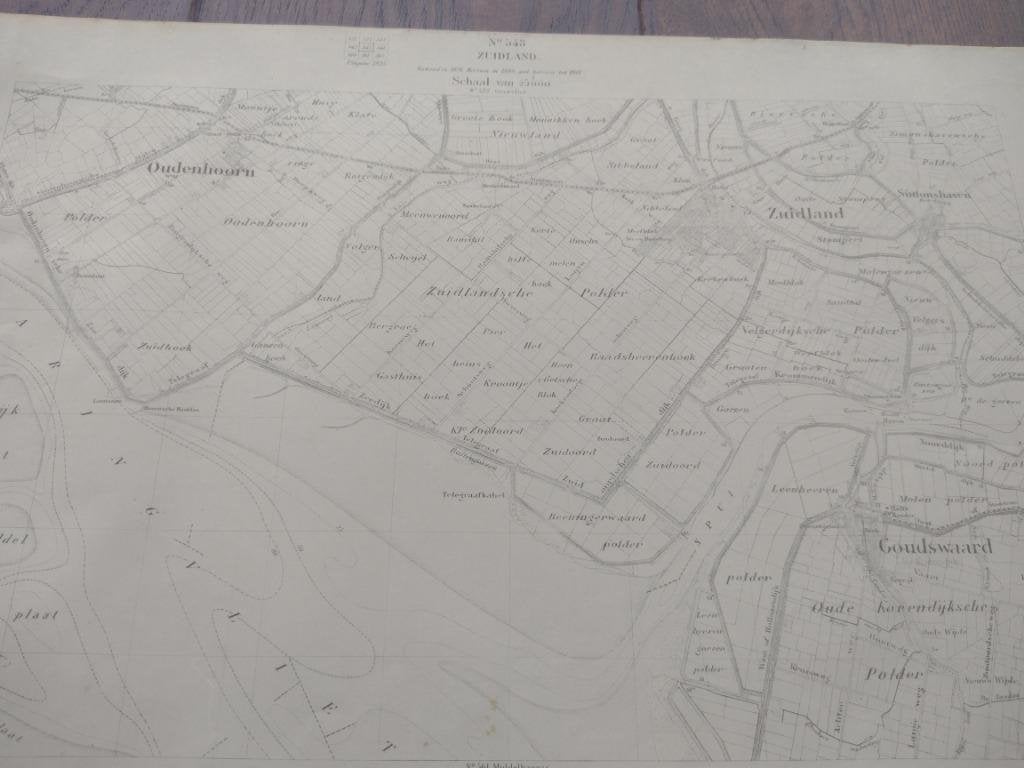 543 Zuidland Oudenhoorn Goudswaard Plattegrond 1925, Antiek en Kunst, Ophalen of Verzenden