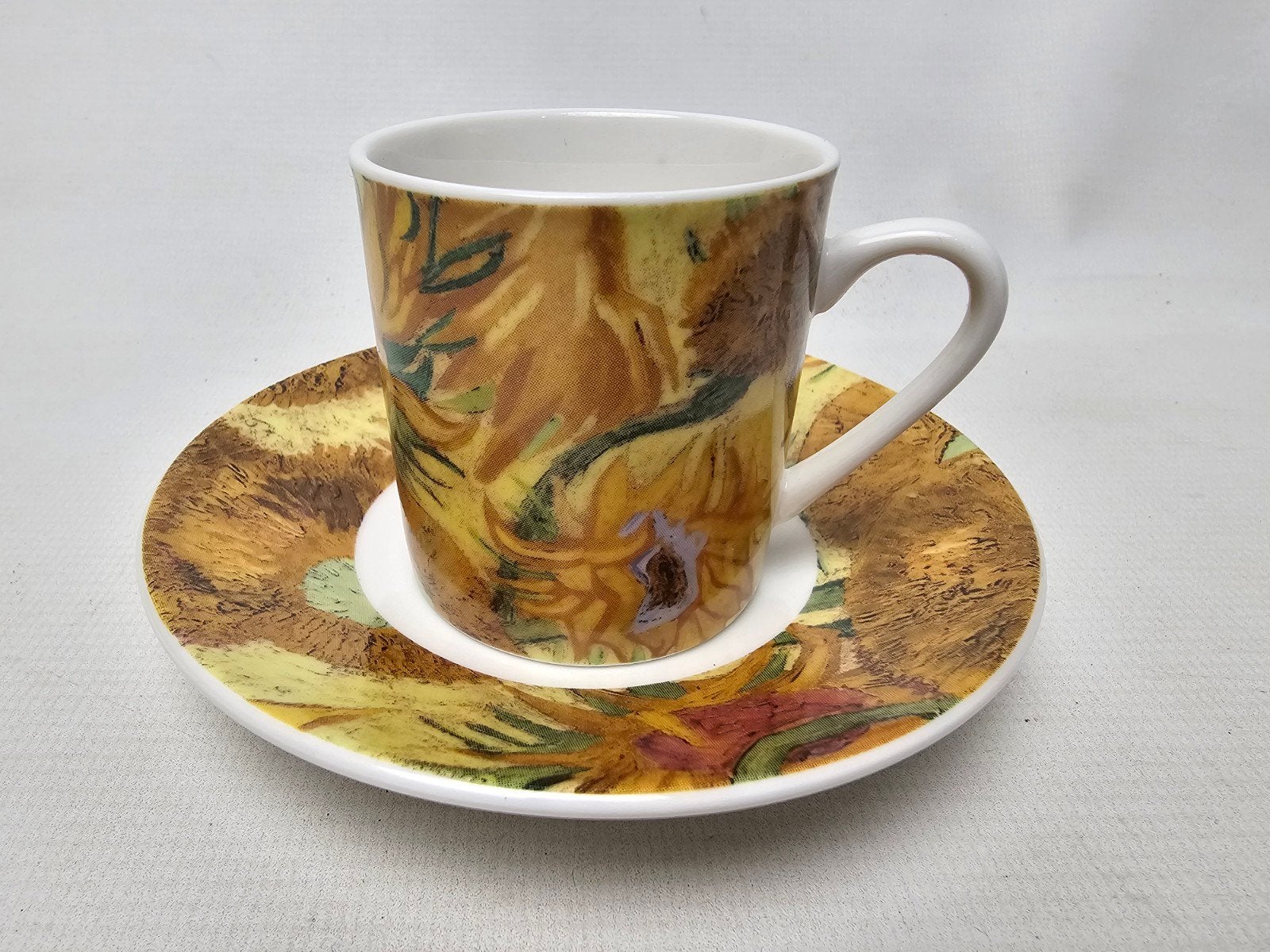 # Vincent van Gogh Espresso Kop en Schotel - Zonnebloemen, Ophalen of Verzenden, Zo goed als nieuw, Overige stijlen, Kop(pen) en/of Schotel(s)