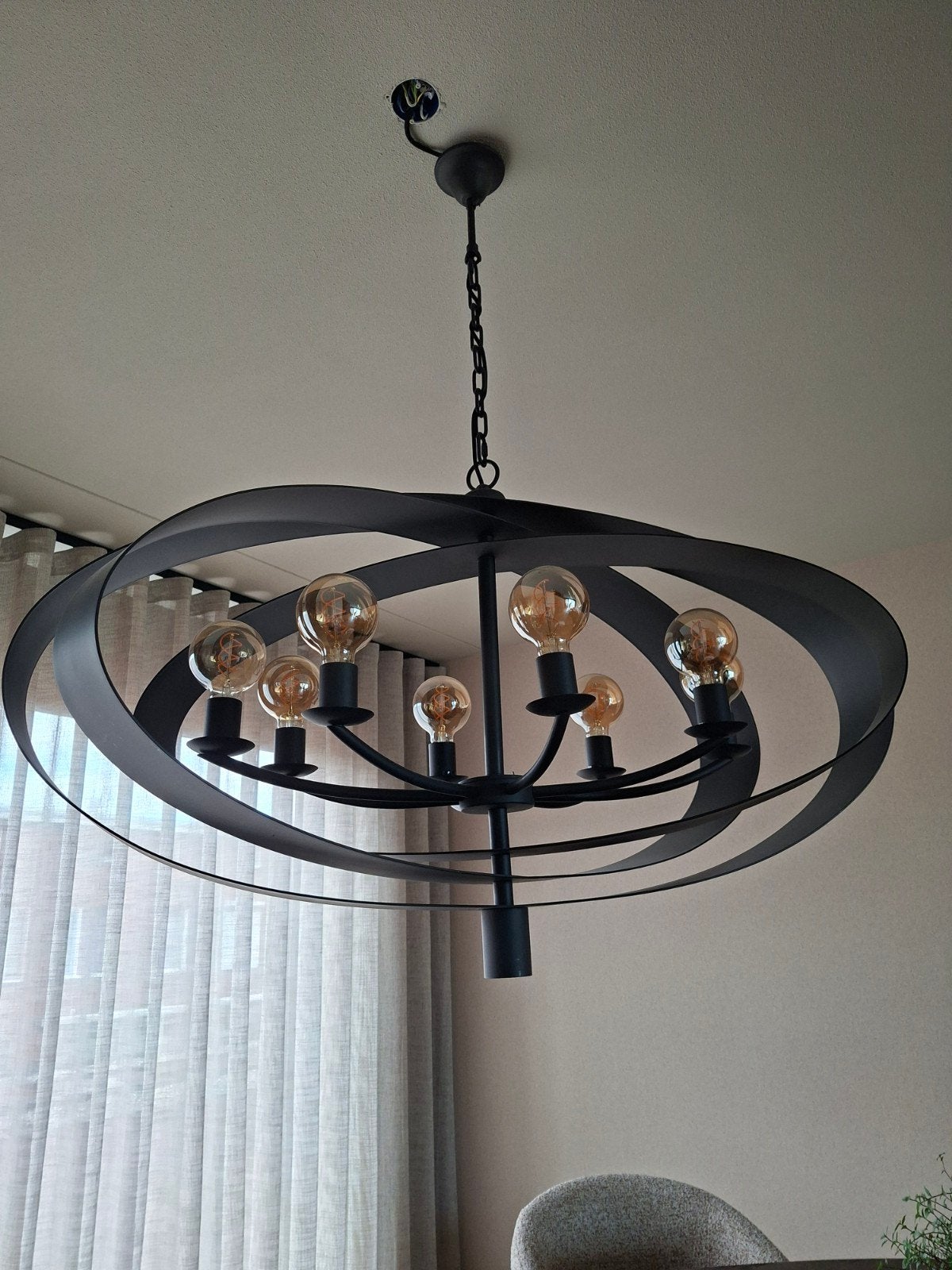 Industriële hanglamp Malibu LB019-8+1 van Leclercq & Bouwman, Huis en Inrichting, Ophalen, E27 (groot), Zo goed als nieuw, Metaal
