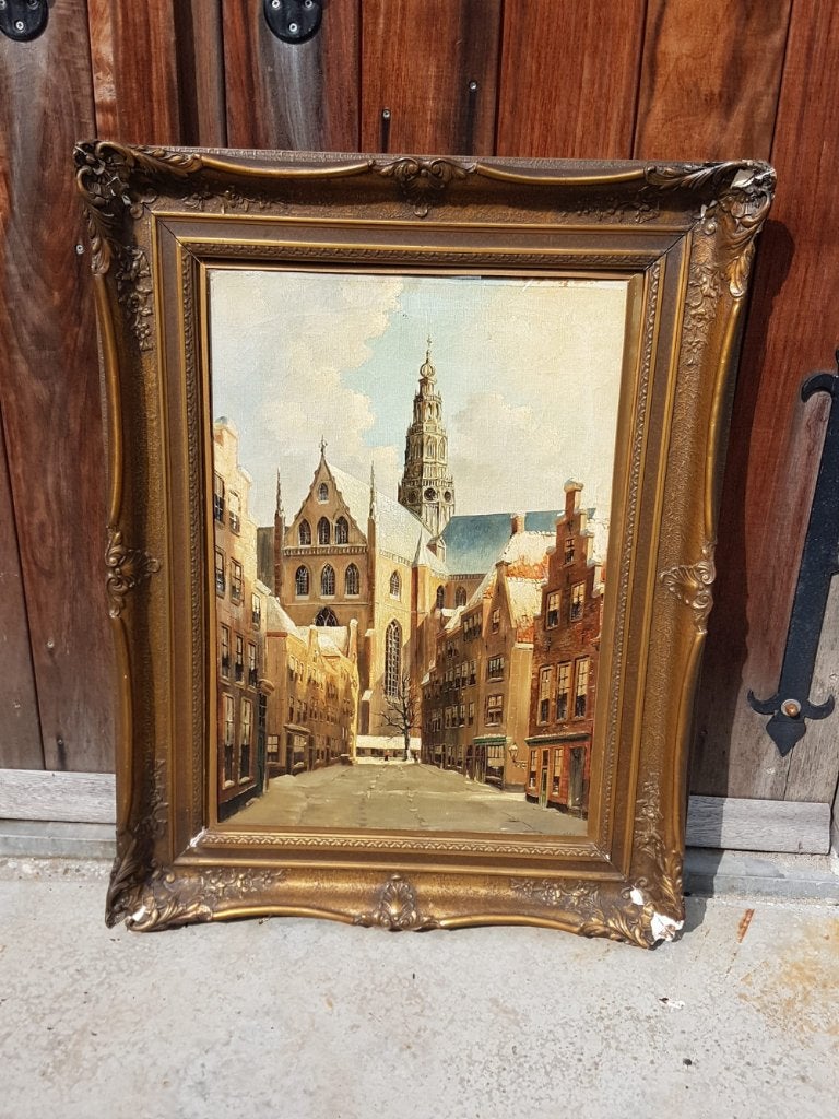 Prachtig olieverf op doek, gesigneerd door J.L. Dispo., Antiek en Kunst, Kunst | Schilderijen | Klassiek, Ophalen, Doek, Olieverf