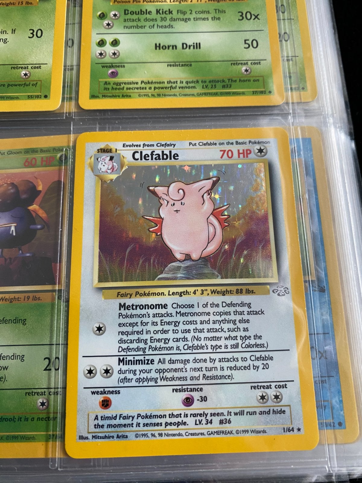 Clefable holo jungle, Hobby en Vrije tijd, Verzamelkaartspellen | Pokémon, Ophalen of Verzenden, Zo goed als nieuw