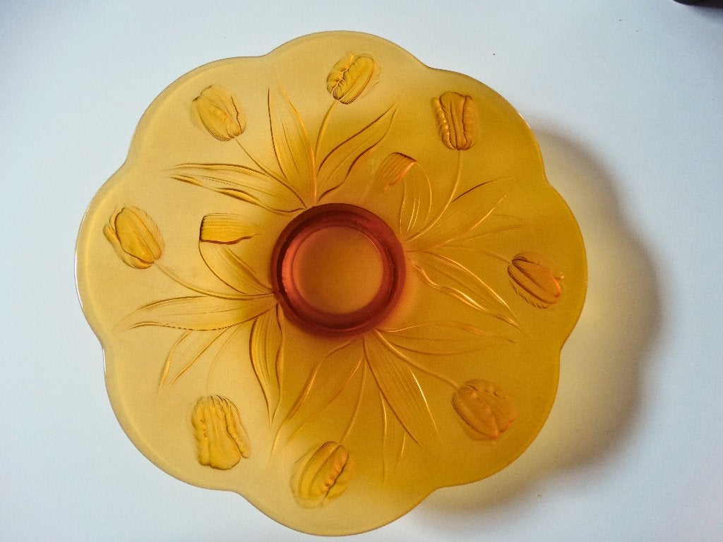 Art Deco glazen schaal – Inwald Barolac – tulpenmotief, Ophalen of Verzenden