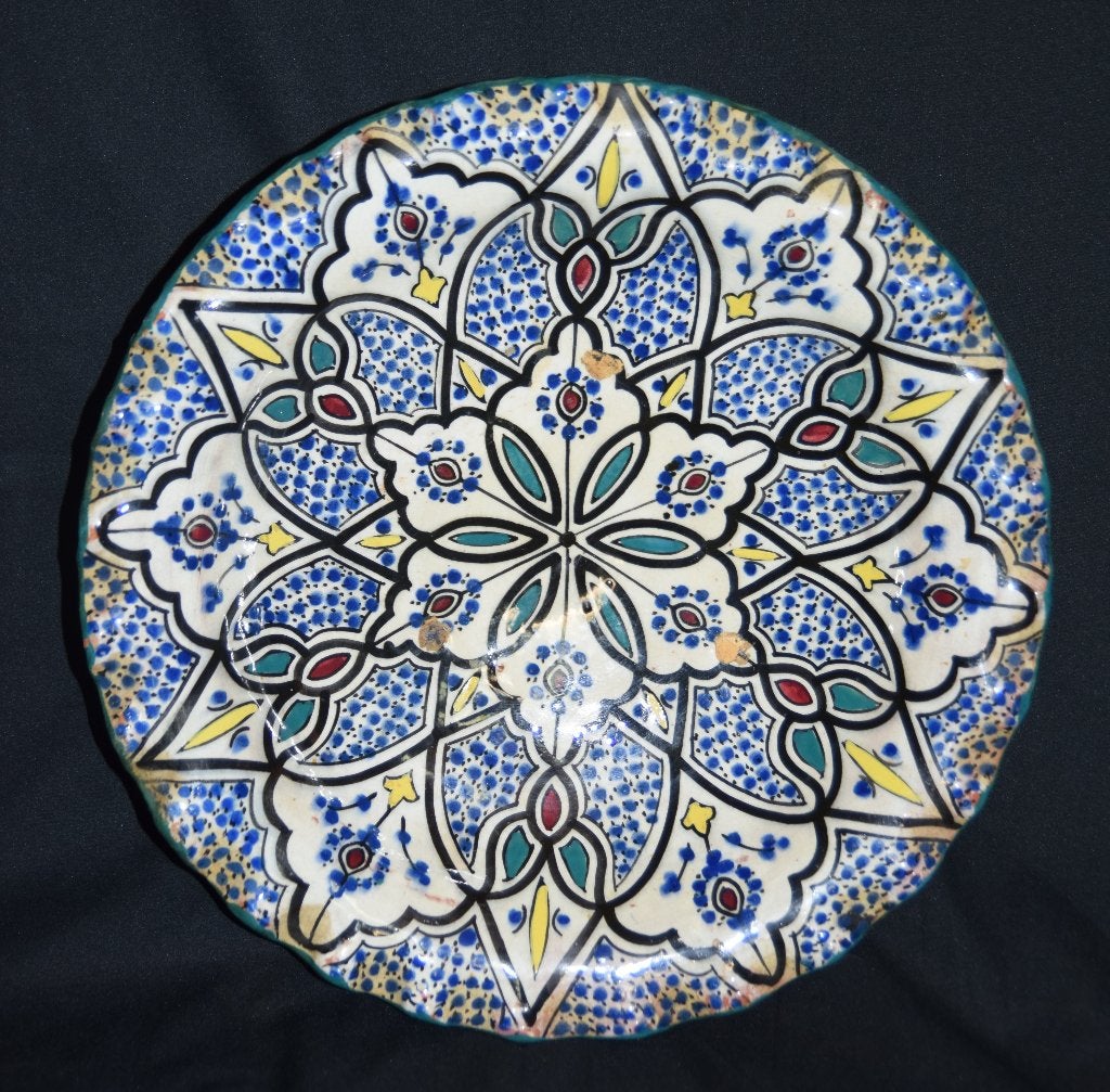Antieke aardewerken polychrome schaal / Marokko - Fez, Verzenden