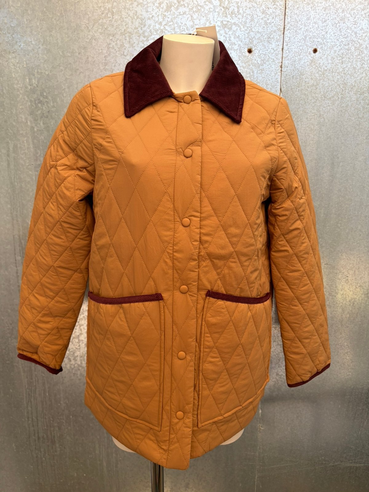 Claire rose coat jas 36 x nakd na kd corduroy quilted jacket, Ophalen of Verzenden, Zo goed als nieuw, Maat 36 (S), Beige