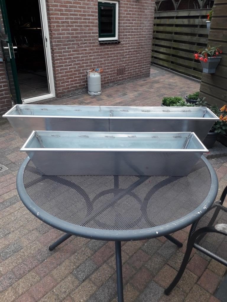 handgemaakte zinken bloembakken/plantenbakken, Rond, Nieuw, Ophalen of Verzenden, Balkon