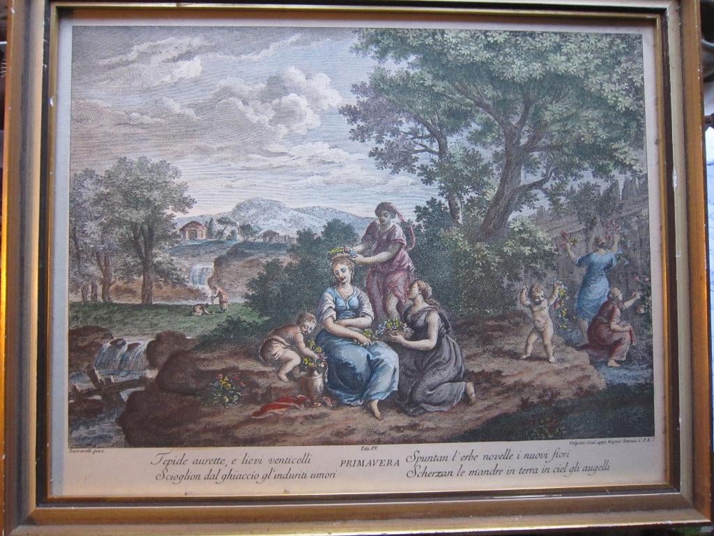 Prima Vera, Mooie gekl Rom. Gravure Zucarelli, Ophalen of Verzenden, Dagelijks leven, Gravure