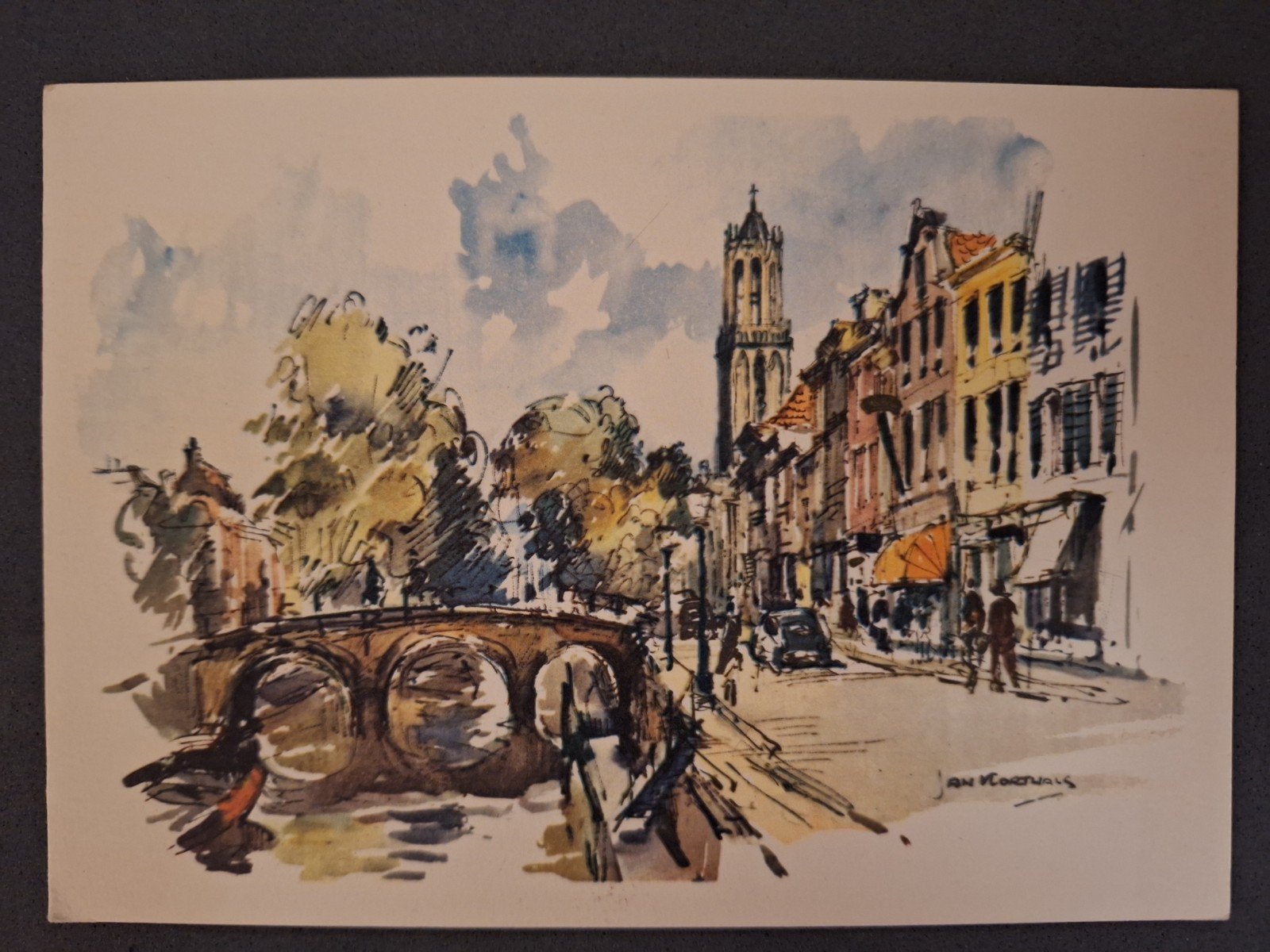 Jan Korthals - Utrecht - Oudegracht - Serie JK 115, Ophalen of Verzenden, Ongelopen, Stad of Dorp