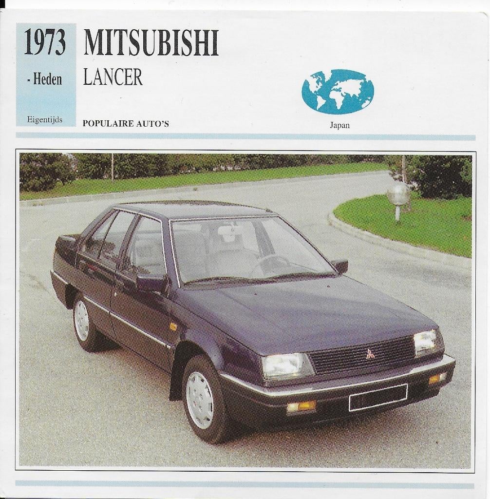 M3 autokaart mitsubishi lancer (1973 )  afmeting: 14 x 14 cm, Ophalen of Verzenden, Zo goed als nieuw, Auto's