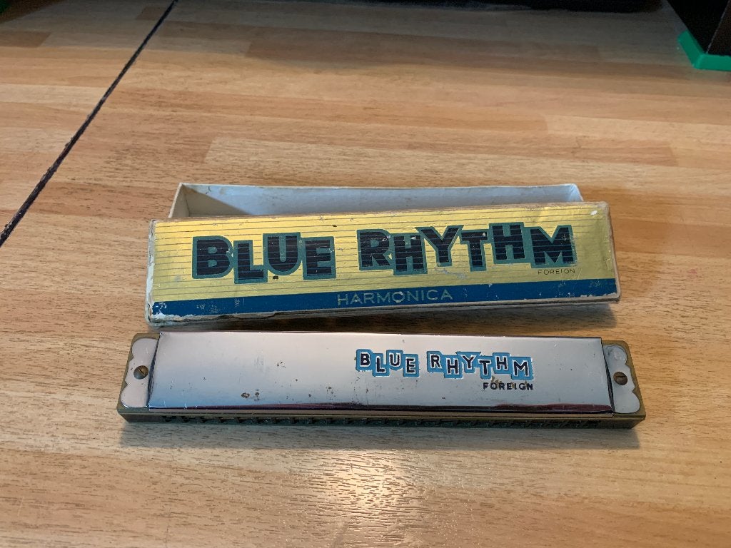 Mondharmonica Blue Rhytm 'G', Ophalen, Gebruikt, G-mondharmonica, Met koffer of doosje