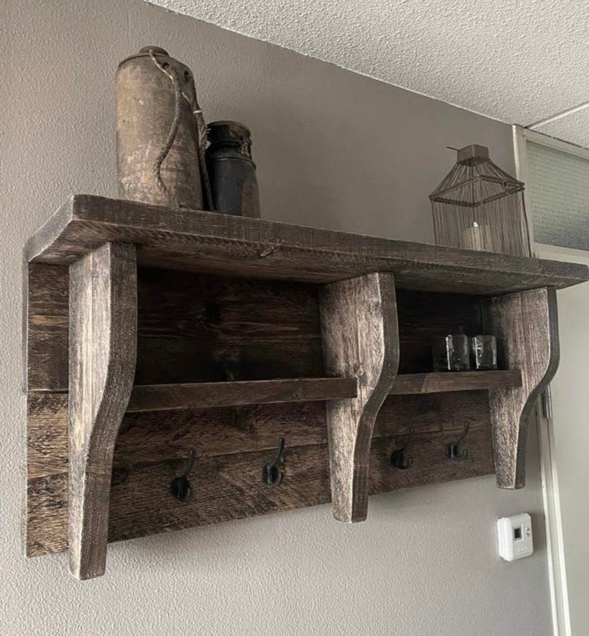 ~Stoer Sober Landelijk Houten Wandrek/Kapstok/Regaal~, Huis en Inrichting, Woonaccessoires | Overige, Ophalen of Verzenden, Nieuw