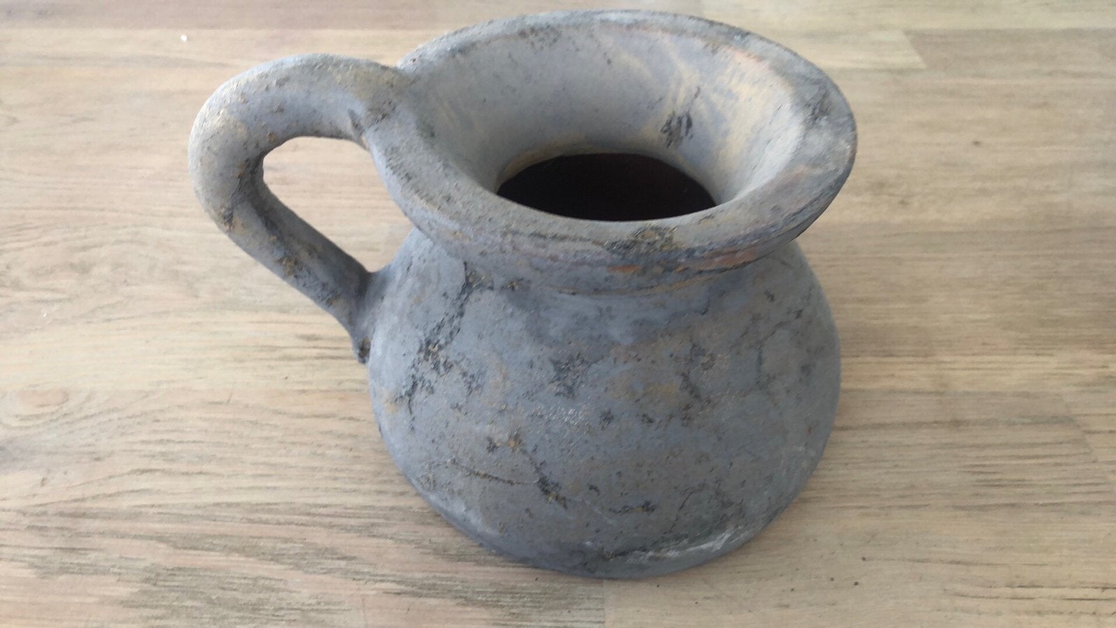 Zware aardewerken kruik/vaas h 14 cm, Ophalen of Verzenden, Zo goed als nieuw