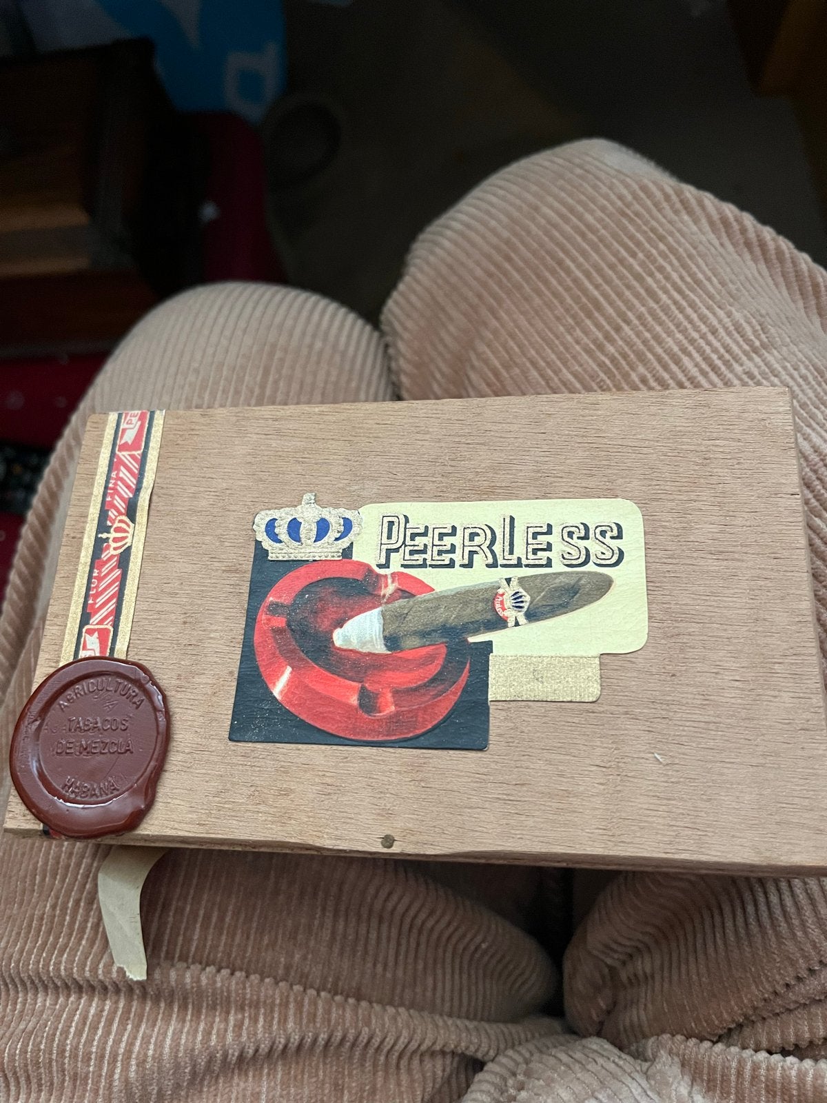 Peerless Sigarenkist met Zegel en Sigaren, Verzenden, Gebruikt, Tabaksdoos of Verpakking