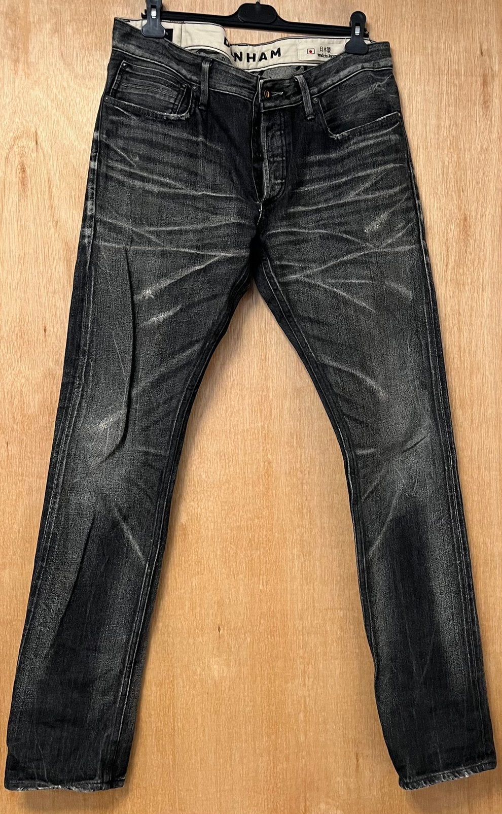 Denham Razor slim fit selvedge jeans - Maat W34 L34, Ophalen of Verzenden, Zo goed als nieuw, Zwart, W33 - W34 (confectie 48/50)