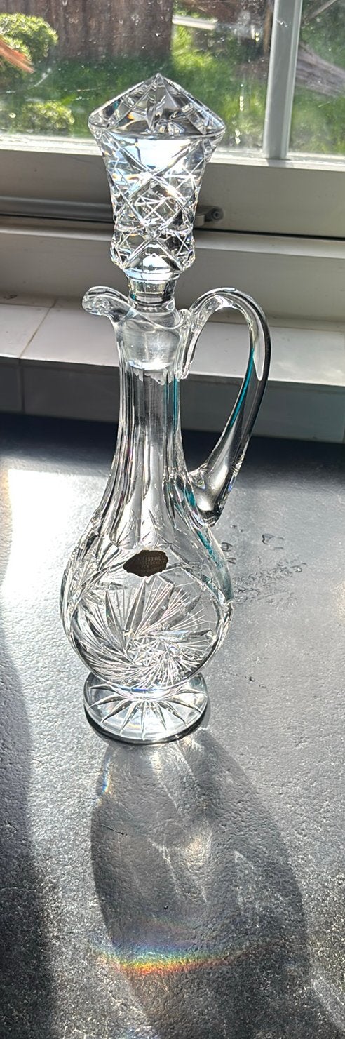 Boheems loodkristallen karaf 38 cm handgeslepen, Ophalen of Verzenden