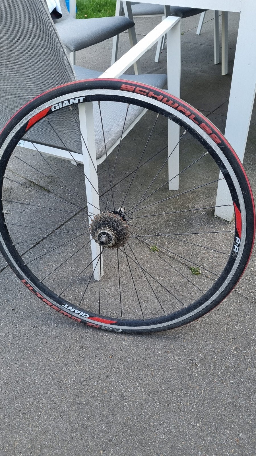 Giant PR-2 Wiel met Schwalbe band en cassette, Fietsen en Brommers, Fietsonderdelen, Wiel, Gebruikt, Aluminium, Racefiets