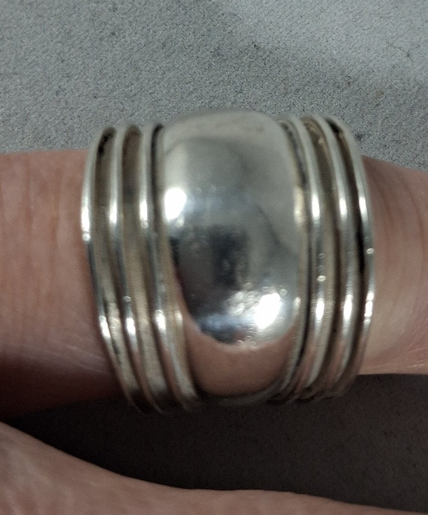 Zilveren brede ring 17,4mm 925 zilver, Sieraden, Tassen en Uiterlijk, Ringen, Gebruikt, Dame of Heer, 17 tot 18, Zilver, Zilver