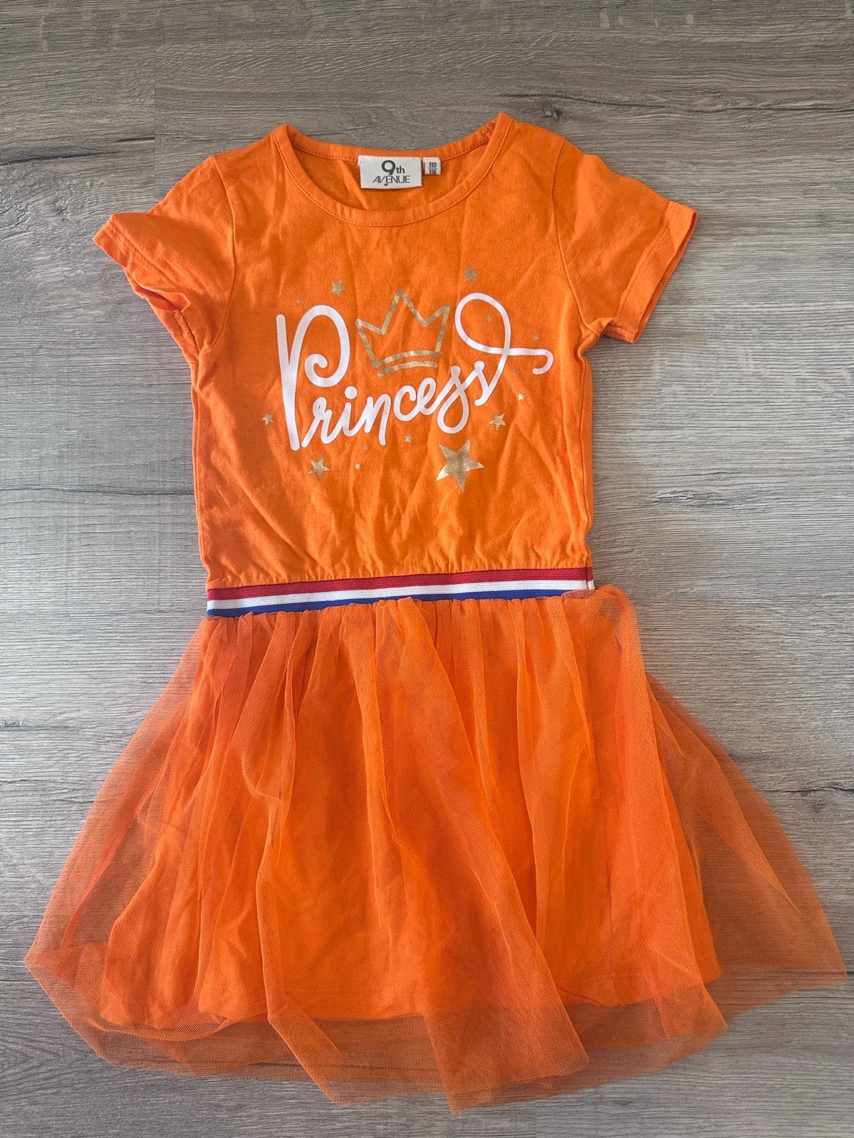Oranje 'Princess' jurk met tule rokje voor meisjes, Kinderen en Baby's, Kinderkleding | Overige, Ophalen of Verzenden, Gebruikt