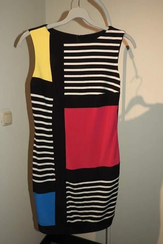 Joseph Ribkoff stretch jurk mondriaan look vakken kleurenS/M, Kleding | Dames, Jurken, Maat 38/40 (M), Verzenden, Zwart, Joseph Ribkoff