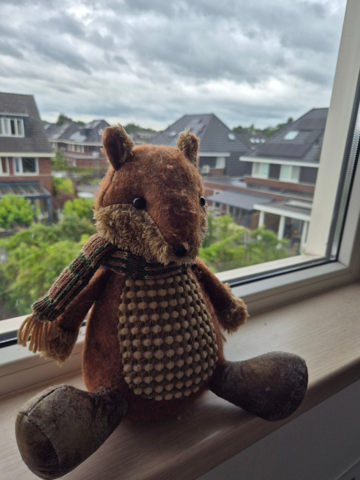 Leuke vos knuffel 25 cm hoog met zware onderkant, Gebruikt, Ophalen of Verzenden, Middelgroot (20 tot 80 cm), Bruin