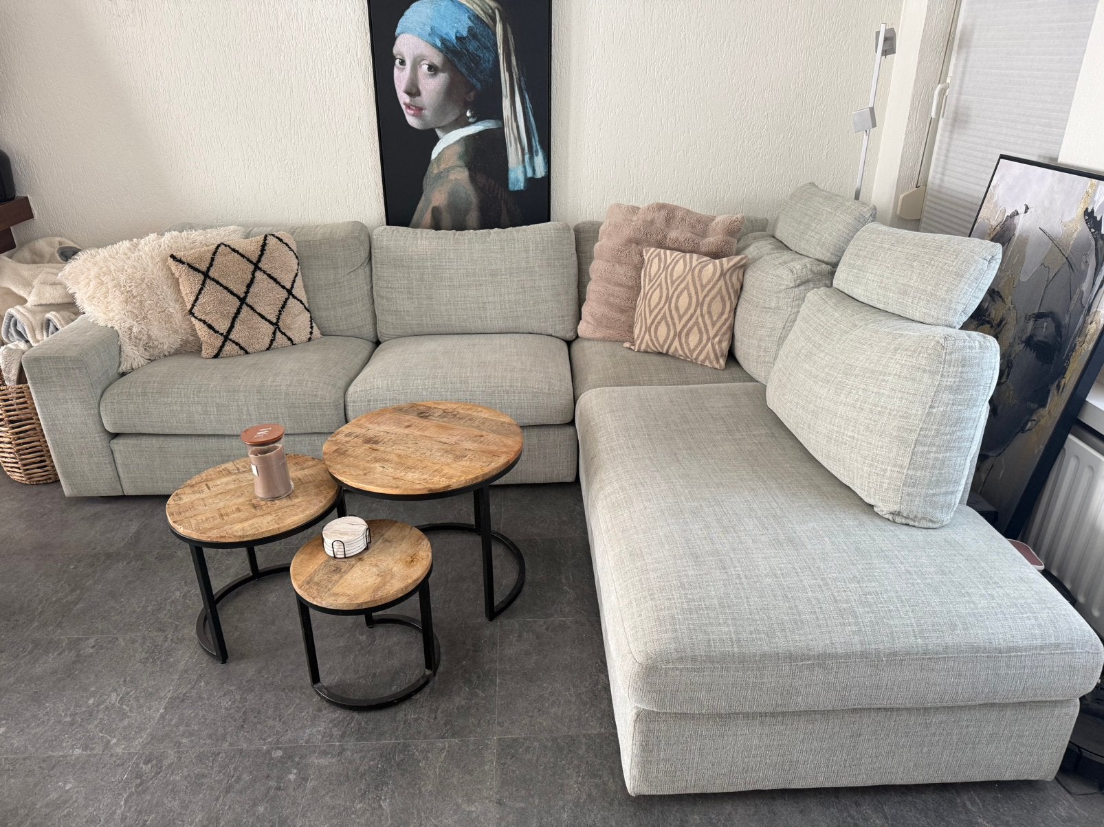 Hoekbank lichtgrijs te koop, Ophalen, Zo goed als nieuw