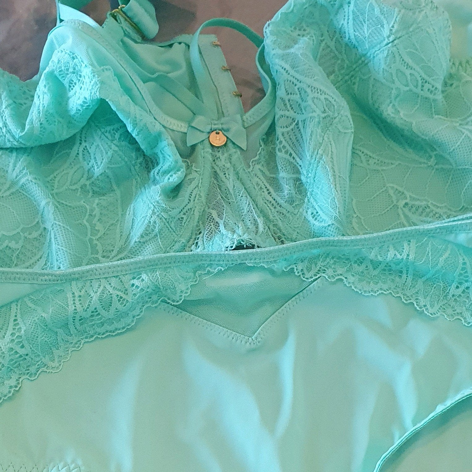 Prachtige mintgroene lingerieset, Onbekend, Ophalen of Verzenden, Groen, Setje