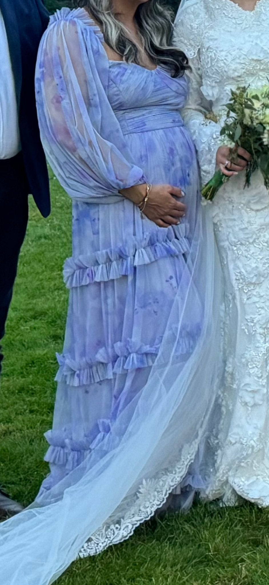 Elegante paarse maxi-jurk met ruches, Kleding | Dames, Jurken, Maat 38/40 (M), Paars, Ophalen of Verzenden, Zo goed als nieuw