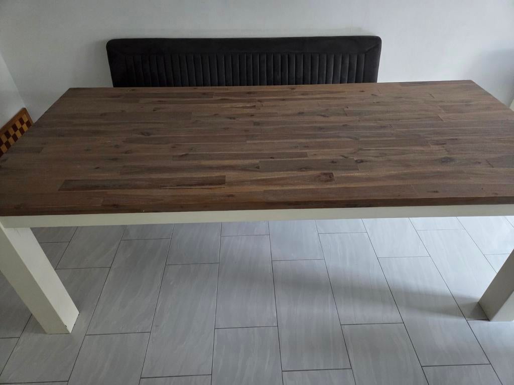 Mooie, robuuste, houten eettafel (wit)., Huis en Inrichting, Complete inboedels, Ophalen