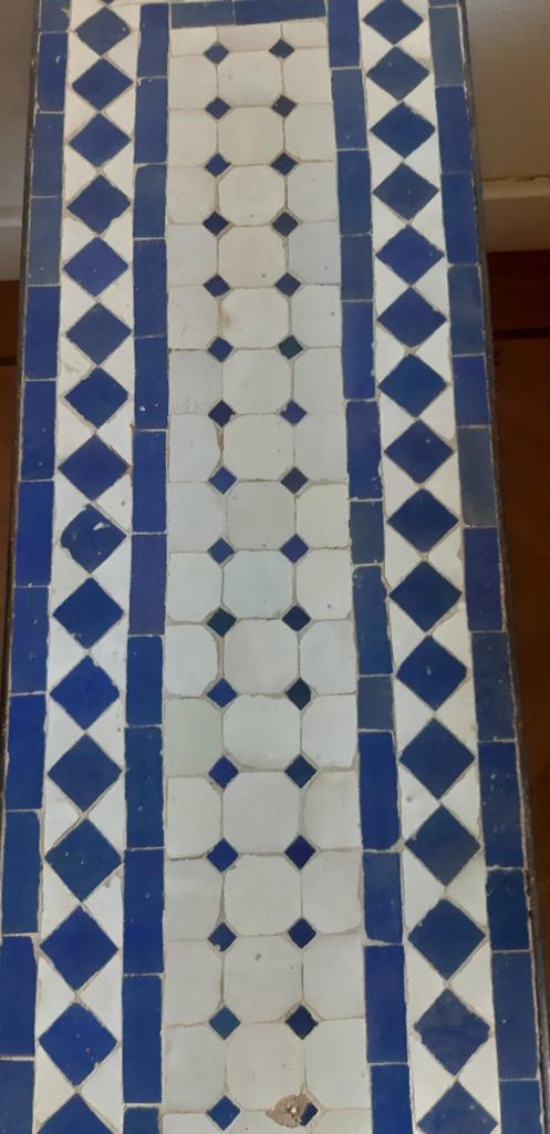 Marokkaanse mozaïek bijzettafel, blauw-wit, Ophalen, Minder dan 50 cm, Gebruikt, 50 tot 100 cm