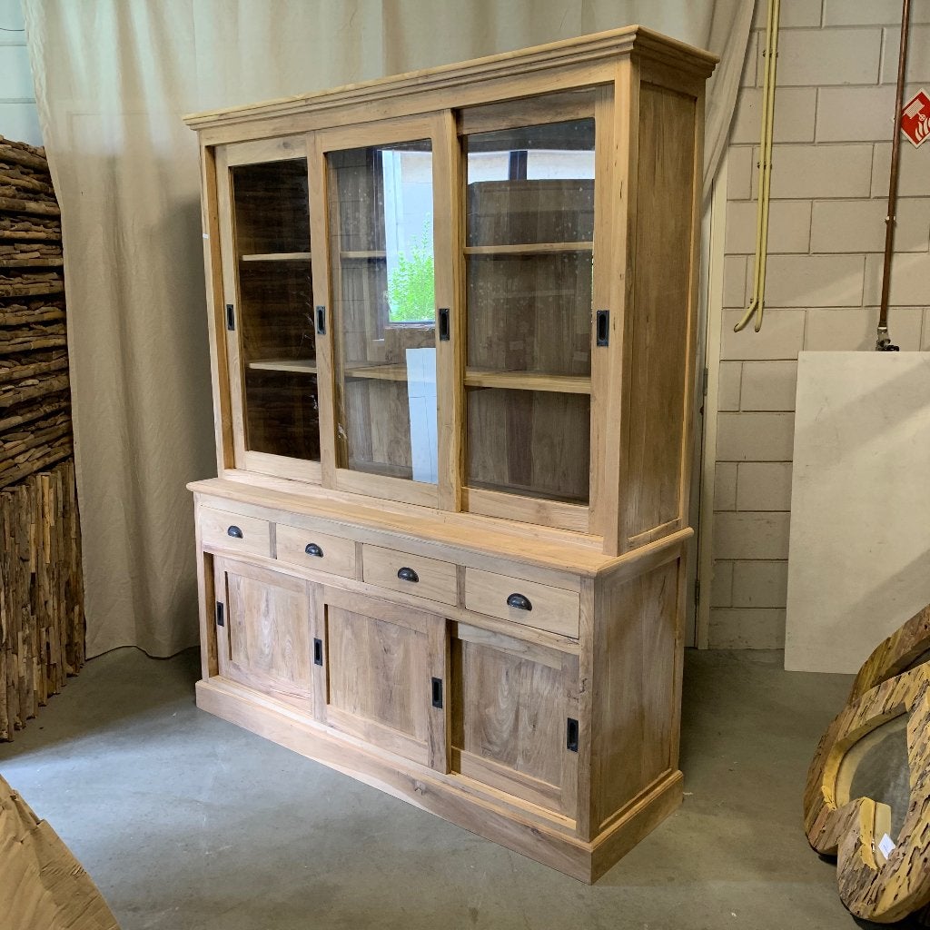 buffetkast teak - 6 schuifdeuren - Gratis bezorgd, TTM Wonen, Meubels – (Perzische) Tapijten en Woonaccessoires, 200 cm of meer