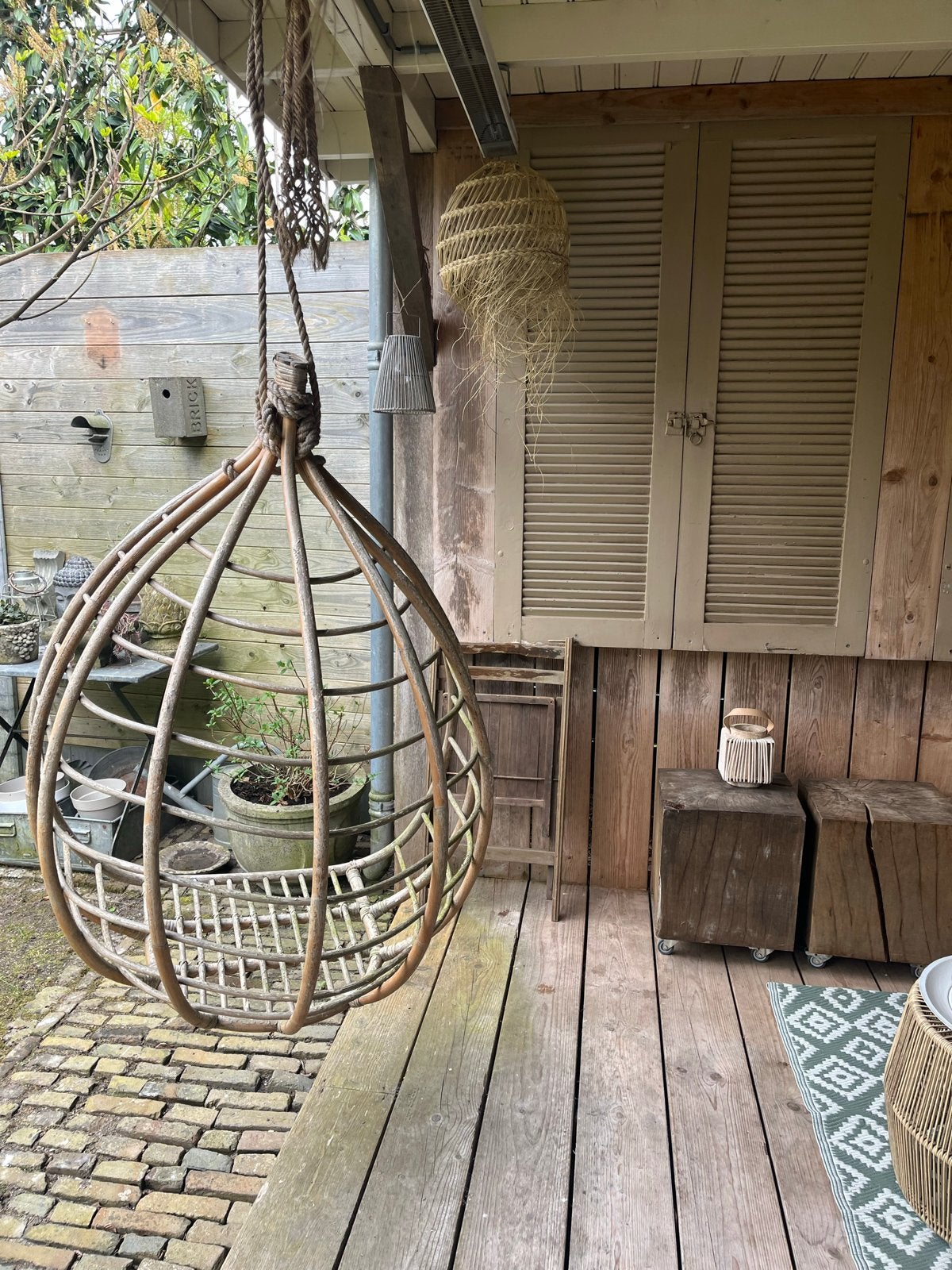Unieke Rotan Hangstoel - Perfect voor Binnen en Buiten, Huis en Inrichting, Stoelen, Ophalen, Gebruikt, Bruin, Riet of Rotan