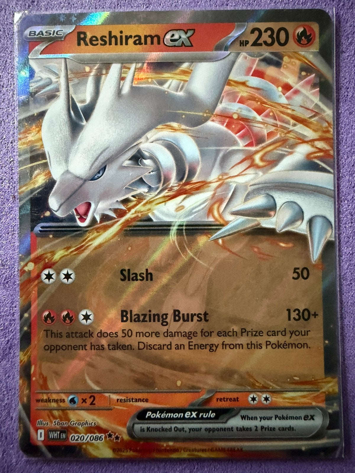 Pokémon Kaart Reshiram EX 020/086 Holo Foil ), Hobby en Vrije tijd, Verzamelkaartspellen | Pokémon, Ophalen of Verzenden, Zo goed als nieuw
