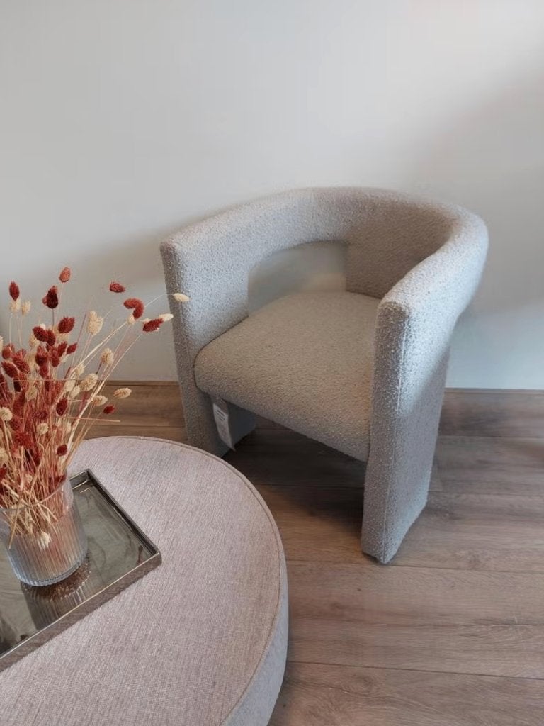 Woood Tiwa Fauteuil Beige - Showroommodel Nieuw, Modern, Scandinavisch, Nieuw, 75 tot 100 cm, Ophalen of Verzenden