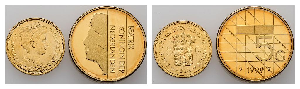 gouden vijfje 5 gulden 1912 FDC, 5 gulden, Koningin Wilhelmina, Losse munt, Goud