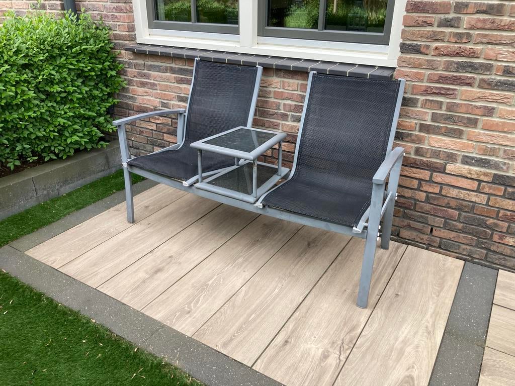 Tete-a-Tete / loveseat / duobank aluminium tuinbank, Tuin en Terras, Ophalen, Gebruikt, Metaal
