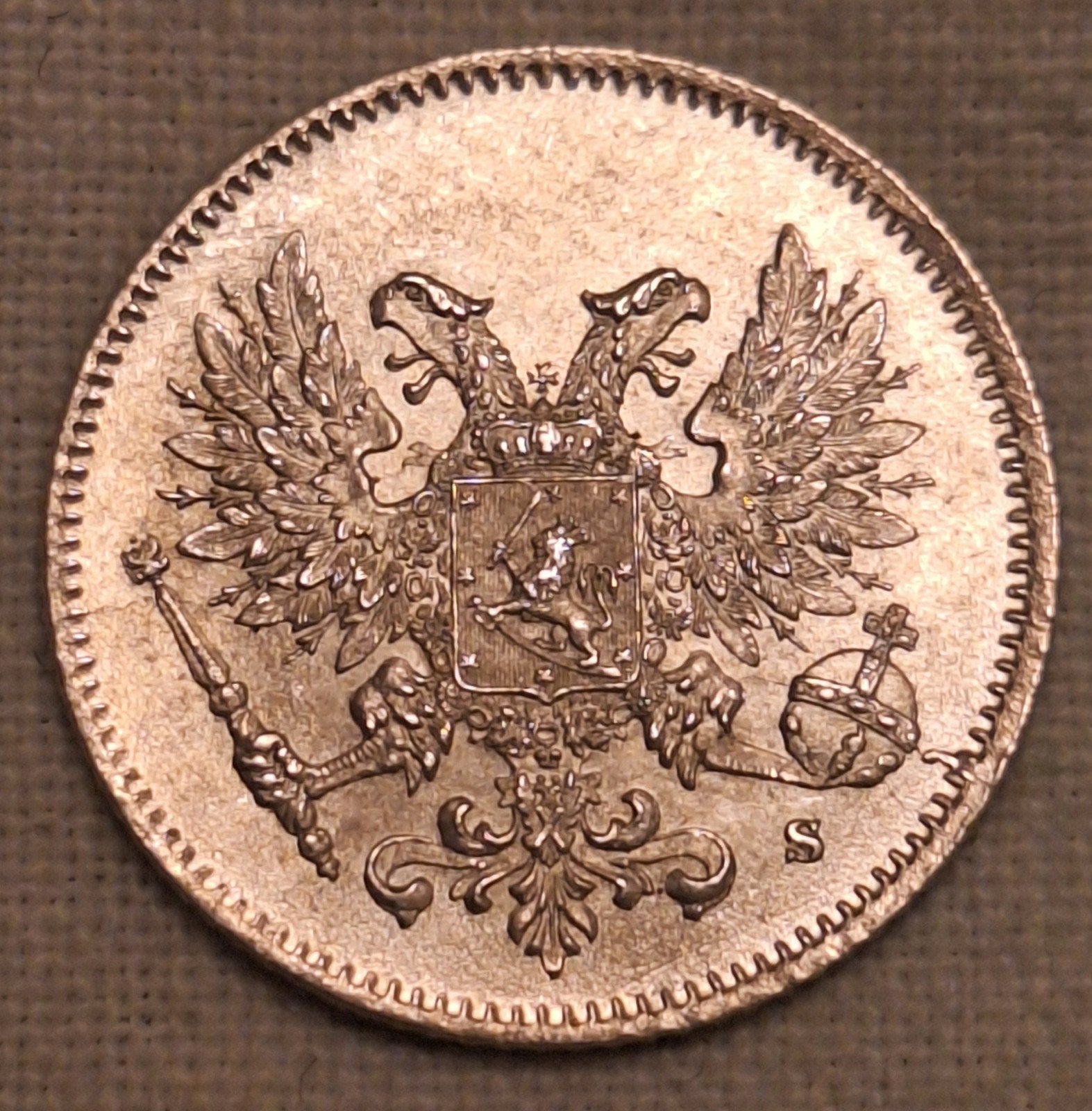 Zilveren 25 Penniä 1917 Finland – Variant ZONDER KROON – Pra, Verzenden, Overige landen, Zilver