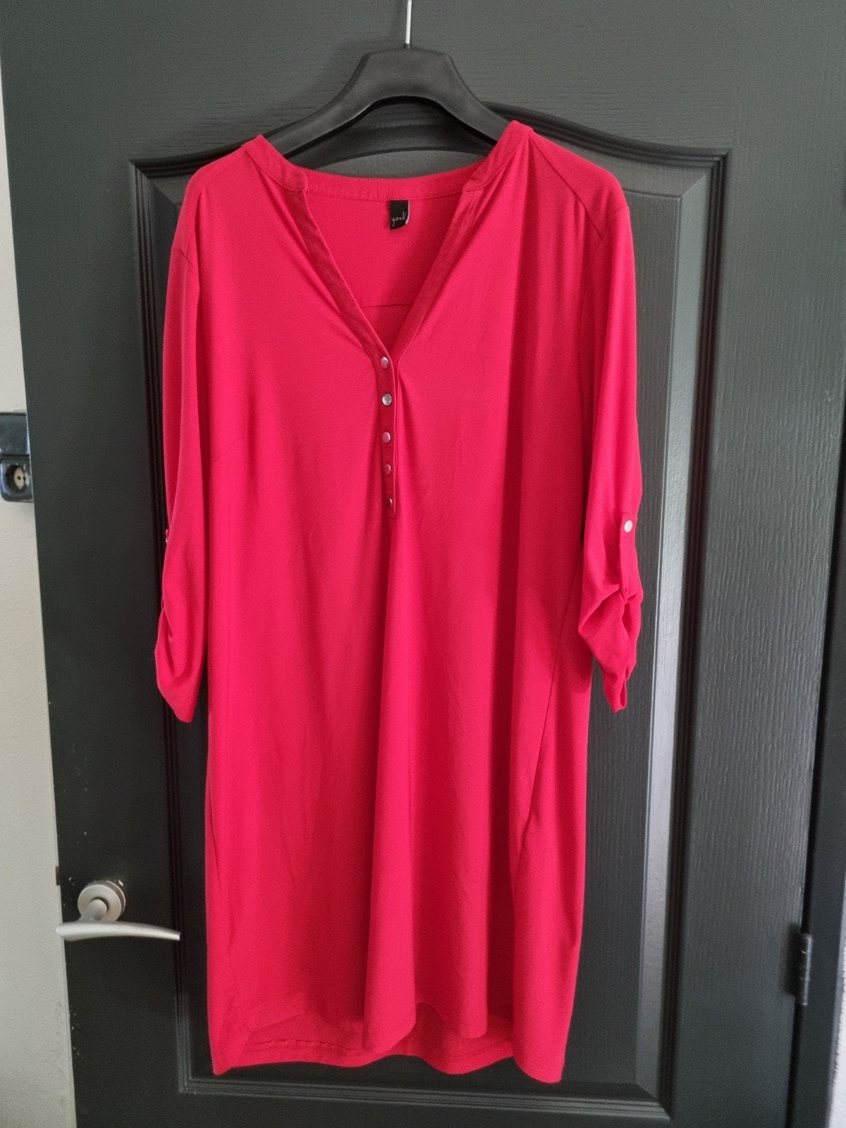 Rode tuniekjurk van Yoek, maat M (42/44), Kleding | Dames, Yoek, Maat 42/44 (L), Ophalen of Verzenden, Gedragen