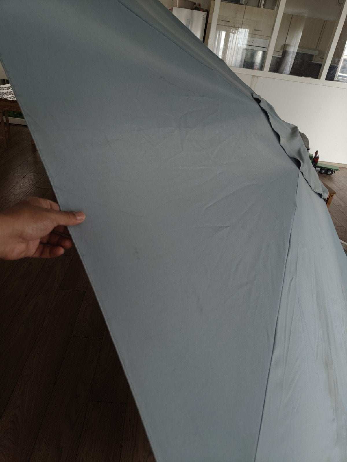 Parasol Ø3m - Grijs - Zo goed als nieuw, Ophalen of Verzenden, Zo goed als nieuw, 2 tot 3 meter, Stokparasol