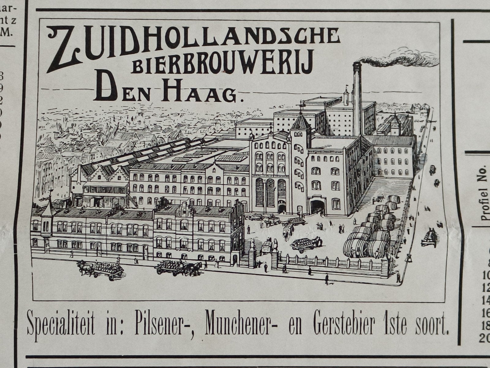 POSTER DEN HAAG MET RECLAME, OOK BIERBROUWERIJ, BIER., Verzamelen, Ophalen of Verzenden, Gebruikt, Overige typen