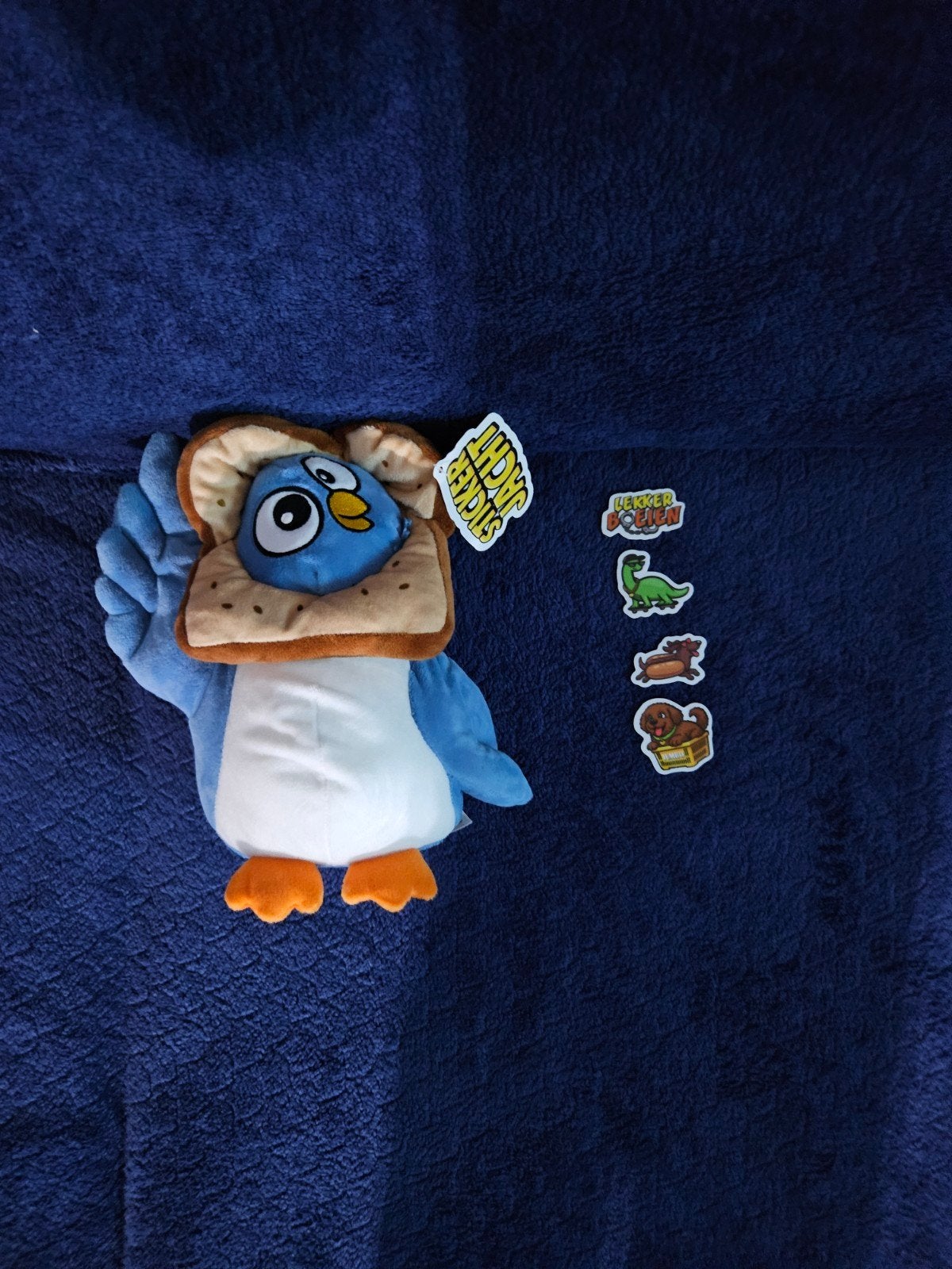 Jumbo Sticker Jacht Pinguïn Knuffel met Broodje en Stickers, Ophalen, Pinguïn, Overige merken, Blauw
