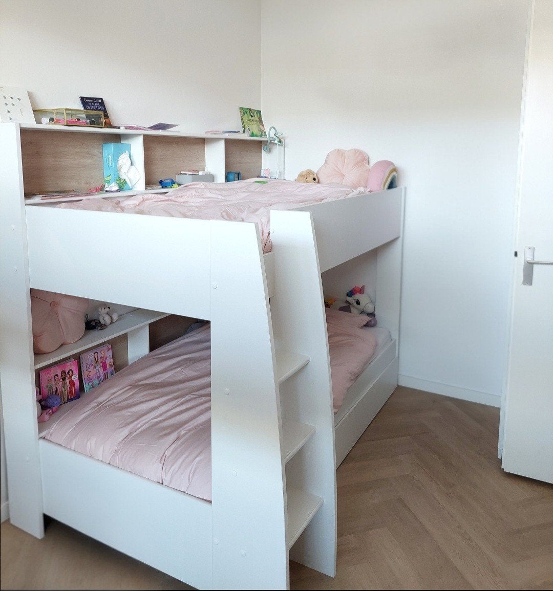 Stapelbed 90x200 met opbergruimte - Zo goed als nieuw, Huis en Inrichting, Slaapkamer | Stapelbedden en Hoogslapers, Ophalen, 90 cm