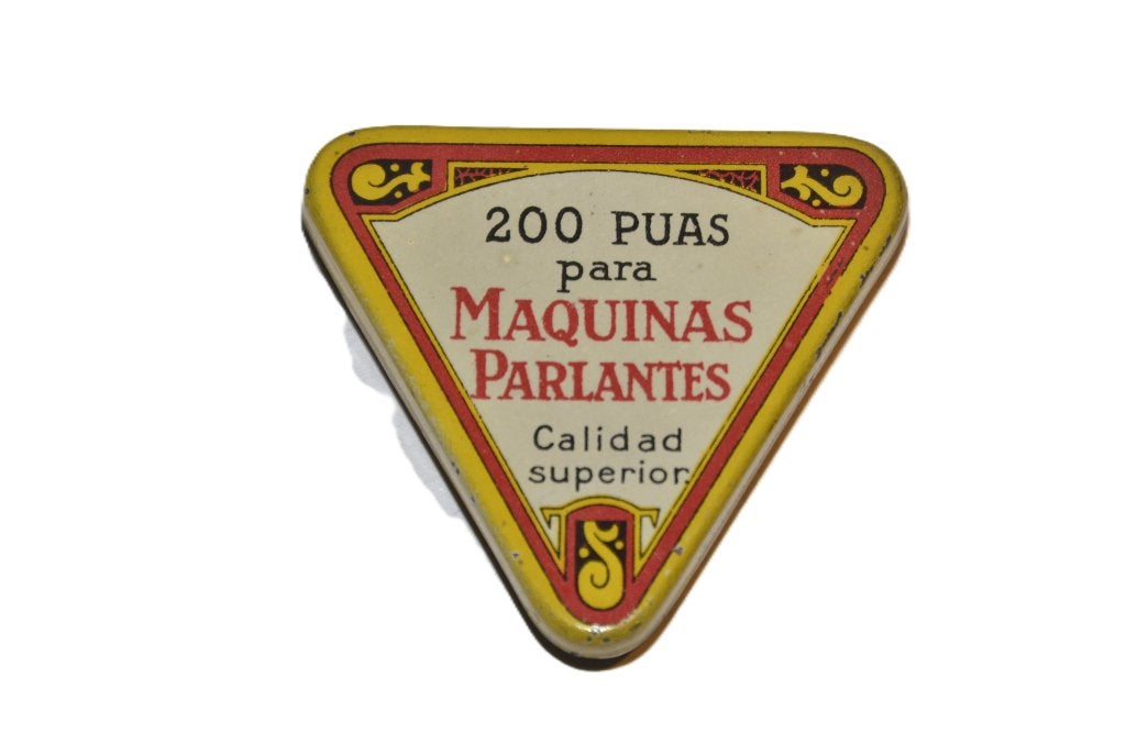 blik grammofoon naalden Maquinas gramophone needle tin, Ophalen of Verzenden, Gebruikt, Overige