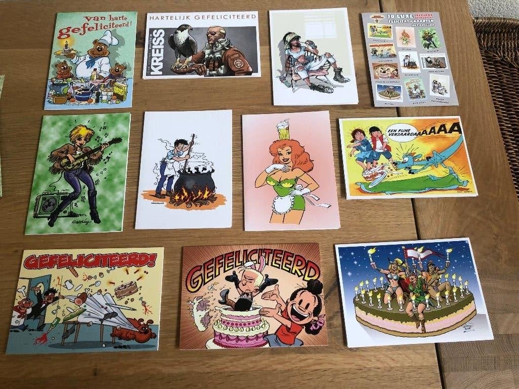10 Luxe speciaal ontworpen (strip) Felicitatiekaarten 2015, Ophalen of Verzenden, Overige figuren, Zo goed als nieuw, Plaatje, Poster of Sticker