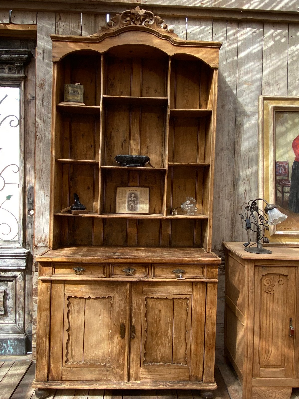 Charmante oud grenen wandkast open kast, Ophalen, Gebruikt