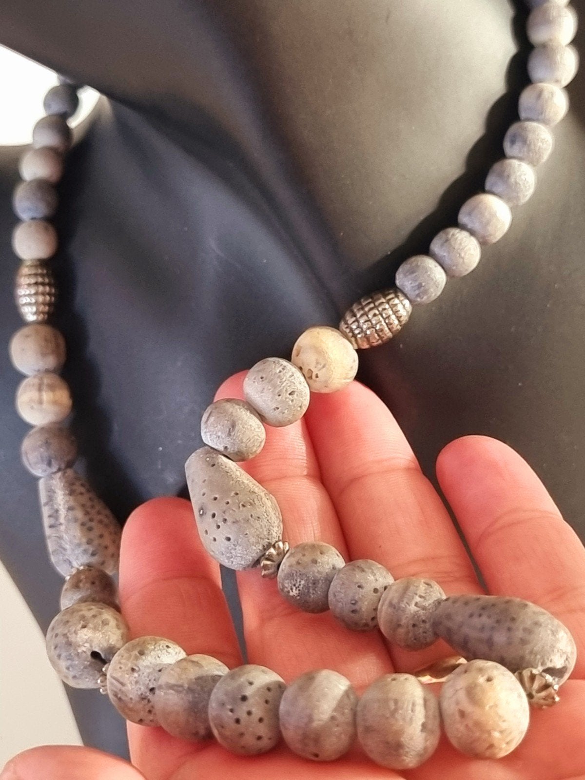 Vintage 80's Etna Lavasteen collier, Verzenden, Zo goed als nieuw