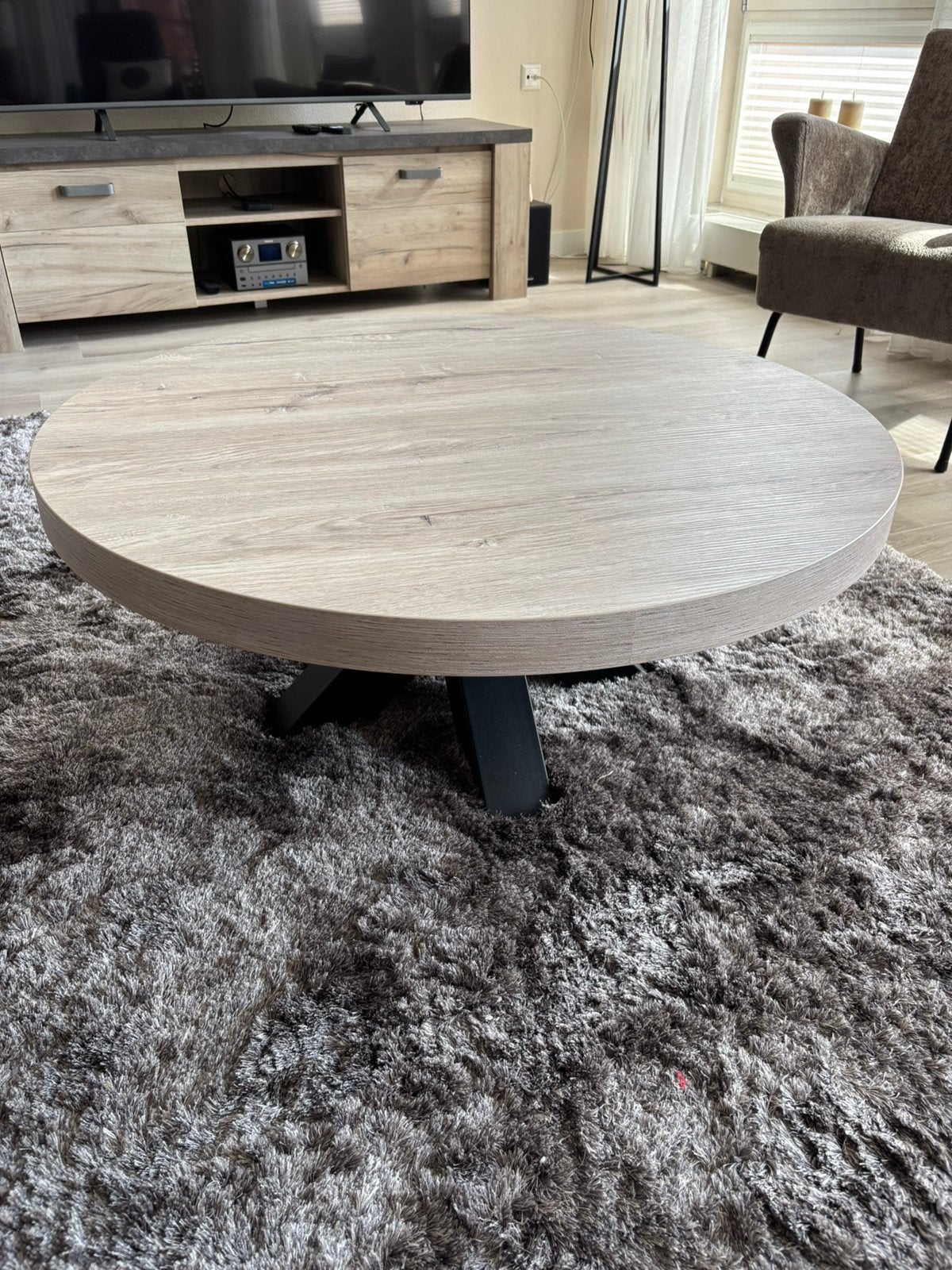 Salontafel 90 cm doorsnede, Ophalen, 50 tot 100 cm, Rond, 50 tot 100 cm