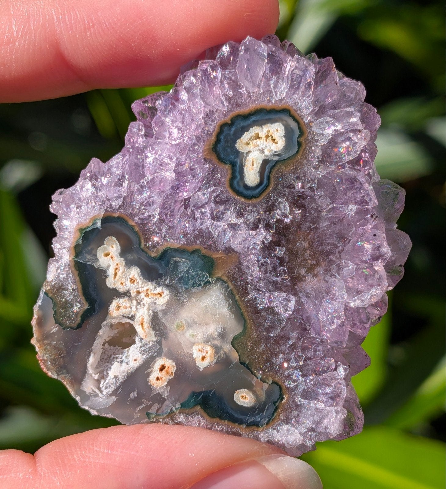 Amethist stalactiet schijfje, Ophalen of Verzenden, Mineraal
