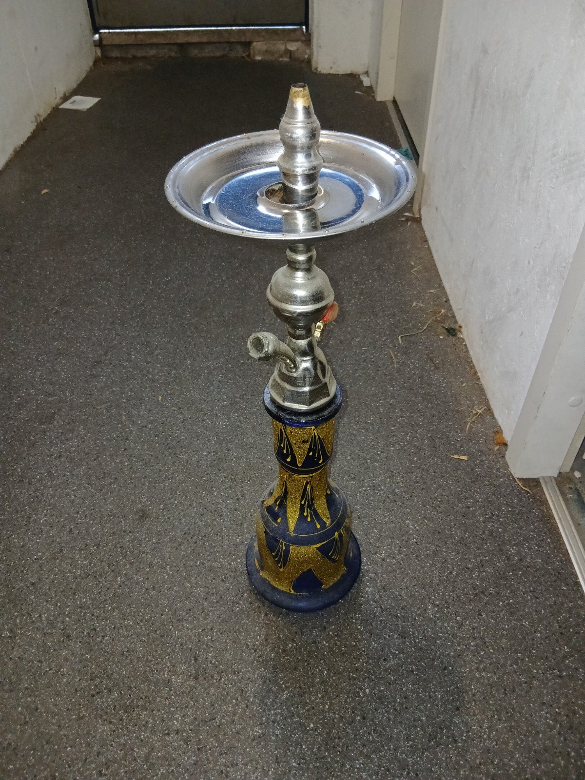 Mooie blauw-gouden waterpijp, Ophalen of Verzenden, Gebruikt, (Water)pijp